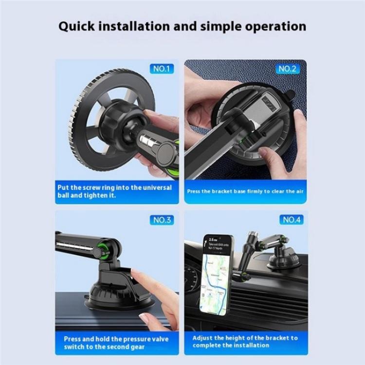 XWJ-JX04 Dashboard Windshield Magnetic Car Mount Suction Cup Base Long Arm Holder