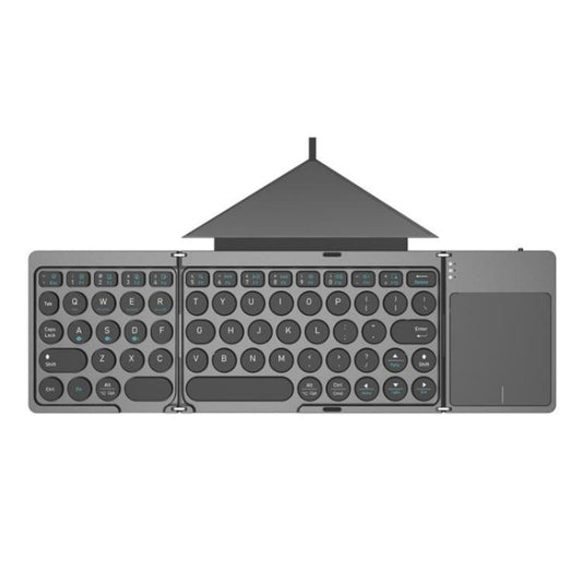 KF86 MAX Foldable Wireless Bluetooth-Compatible Keyboard With Touchpad + Leather Case
