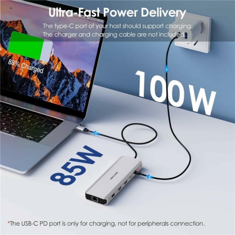 WAVLINK UMD309 Dual HD PD100W 10Gbps USB-A USB-C Docking Station 10 in 1 HUB