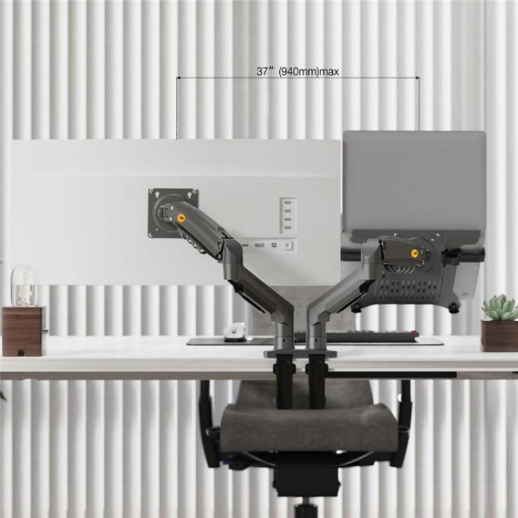 NORTH BAYOU F160-FP Tray Dual Arm Bracket Monitor Desk Mount Adjustable Laptop Holder