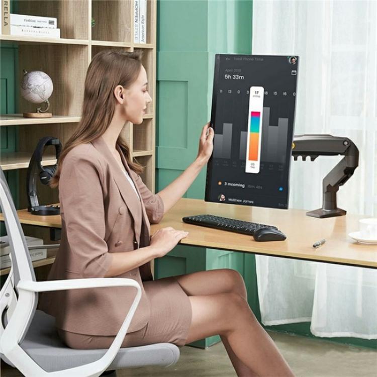 NORTH BAYOU F80 White Adjustable Height Mechanical Desk Mount 17-30 Inch Displays Stand