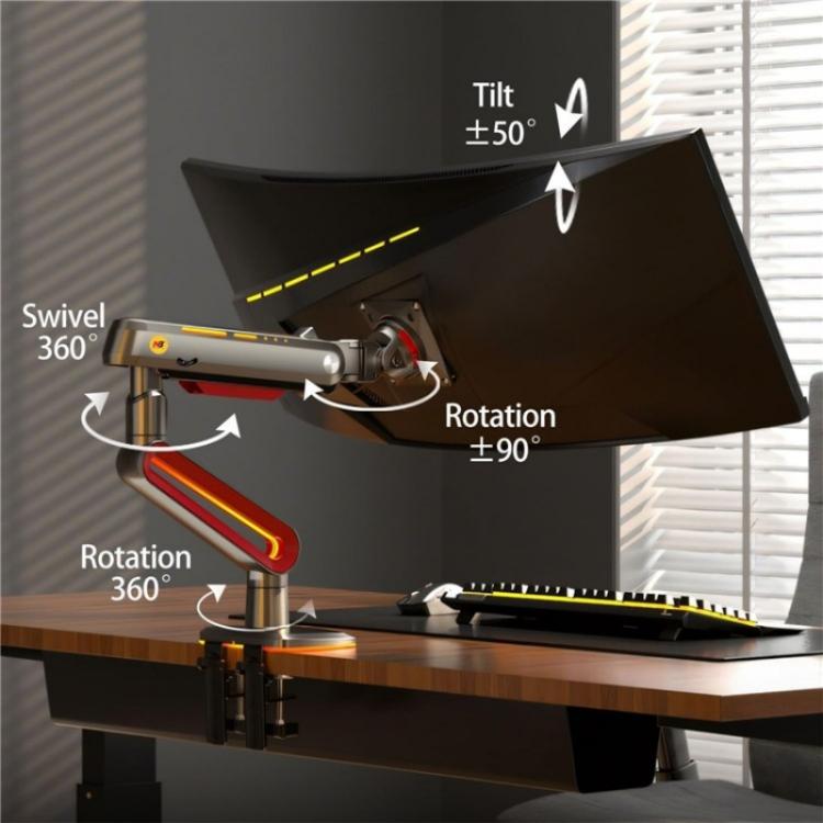 NORTH BAYOU L60 RGB Light Desk Mount Bracket 32-60 Inch Gaming Monitor Arm Stand