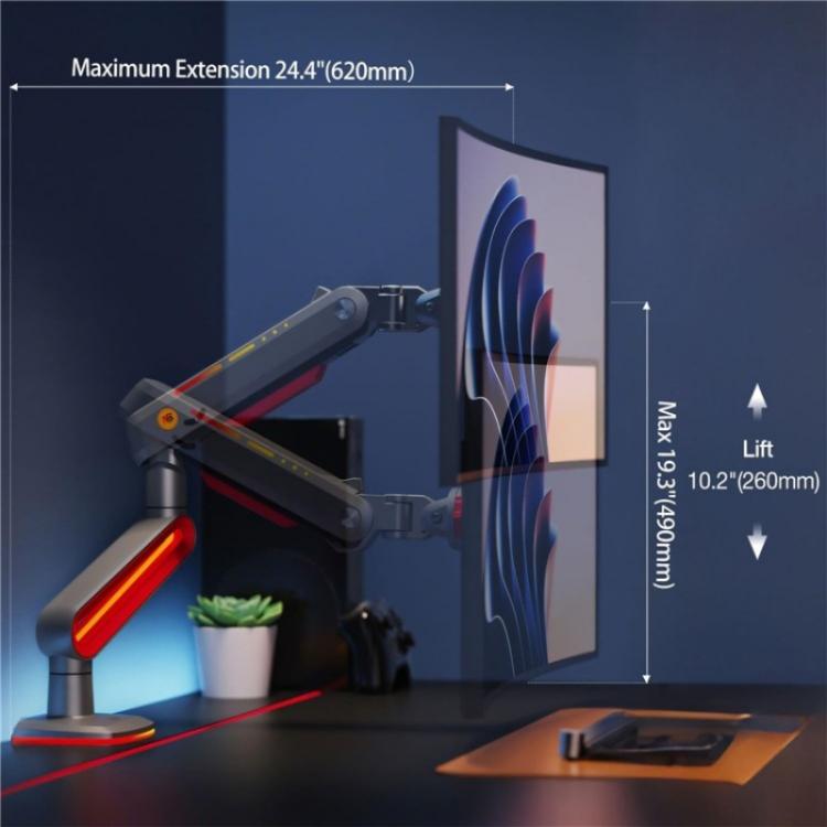 NORTH BAYOU L60 RGB Light Desk Mount Bracket 32-60 Inch Gaming Monitor Arm Stand