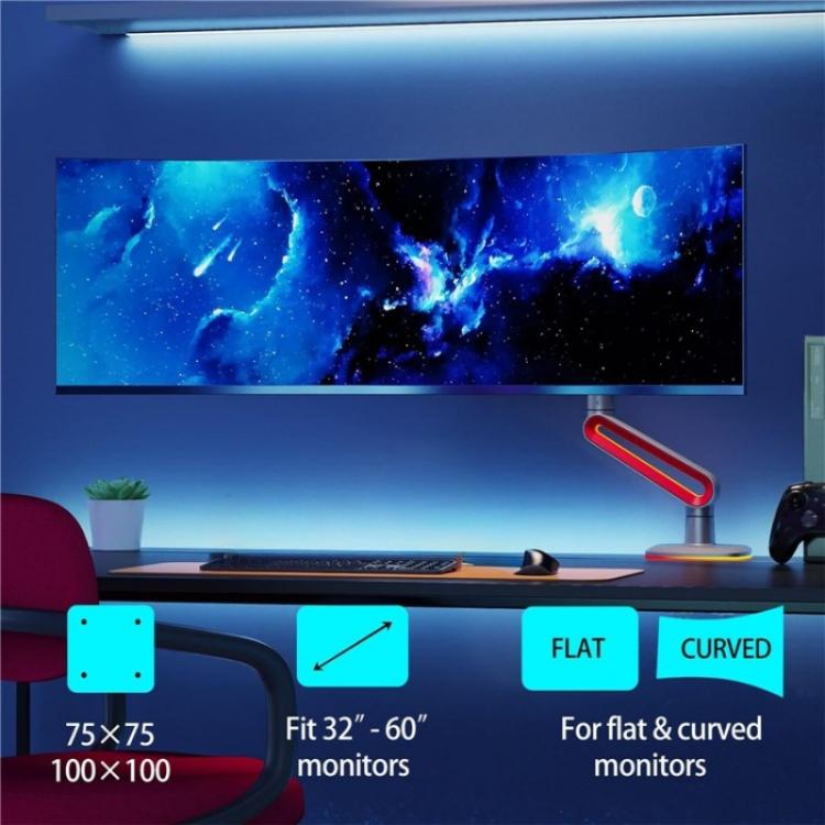 NORTH BAYOU L60 RGB Light Desk Mount Bracket 32-60 Inch Gaming Monitor Arm Stand