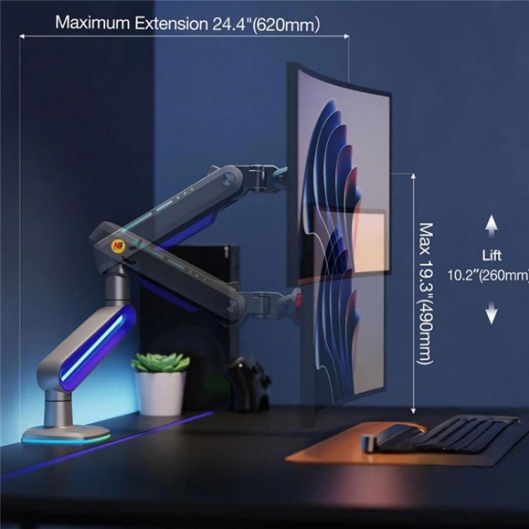 NORTH BAYOU G70 Height Adjustable Desktop Mount Mechanical Spring Gaming Monitor Stand