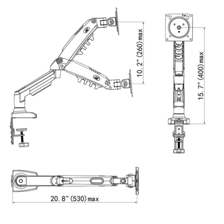 NORTH BAYOU F80-FP For 17-30 Inch Laptop Height Adjustable Desktop Mount Bracket