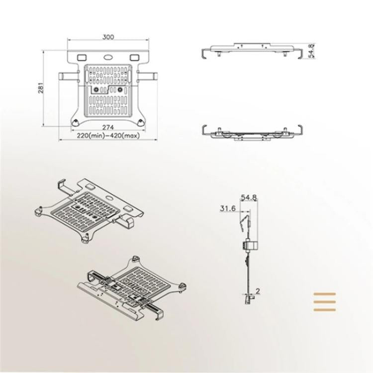 NORTH BAYOU F80-FP For 17-30 Inch Laptop Height Adjustable Desktop Mount Bracket