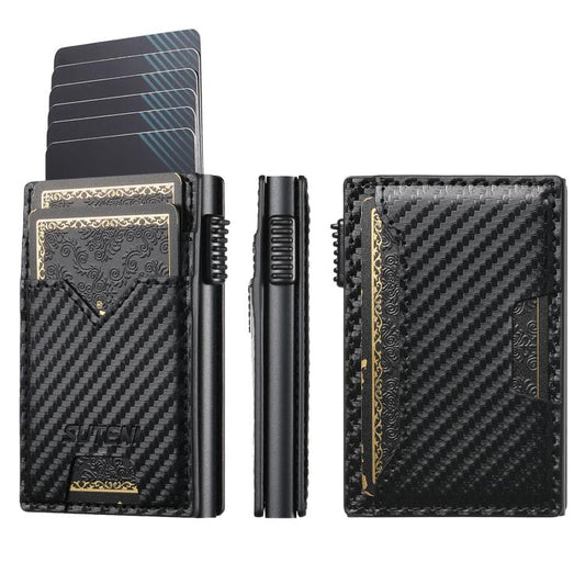 The Suteni carbon fiber pattern double-sided card insertion button automatically ejects the card box