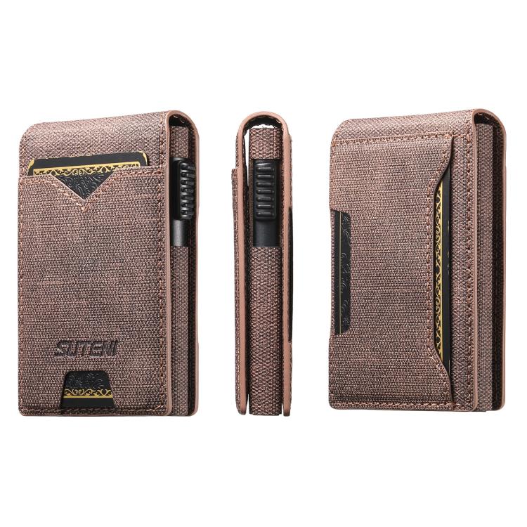 The Suteni denim pattern button automatically pops out the veneered printed card box