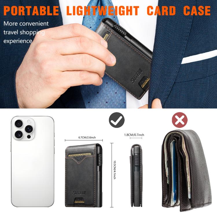 The Suteni oil wax pattern button automatically pops out the veneered printed card box