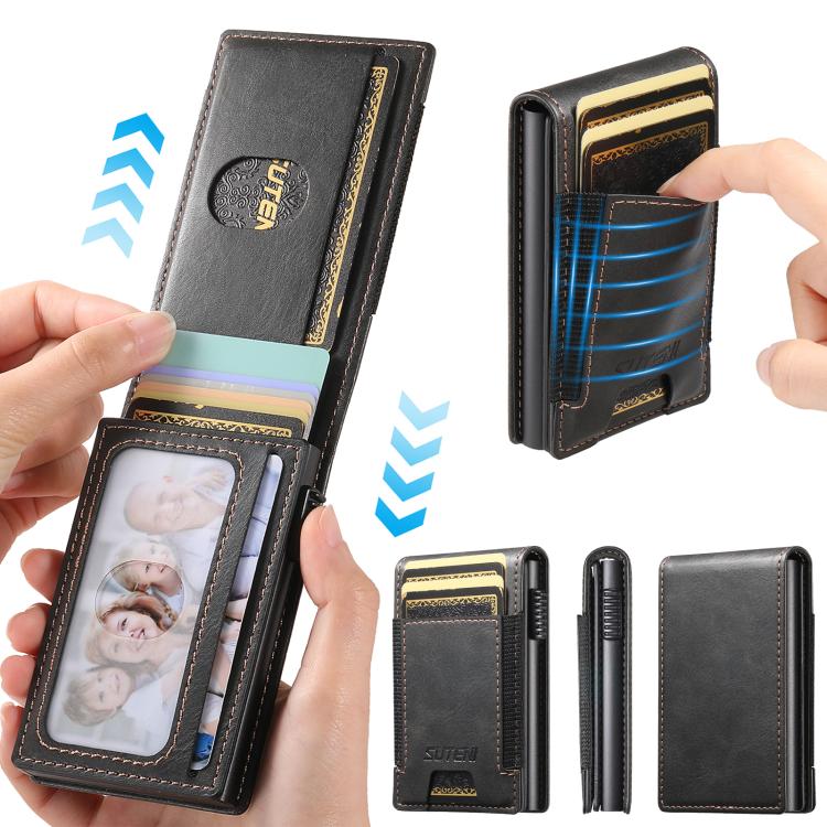 The Suteni oil wax pattern button automatically pops out the elastic band card box