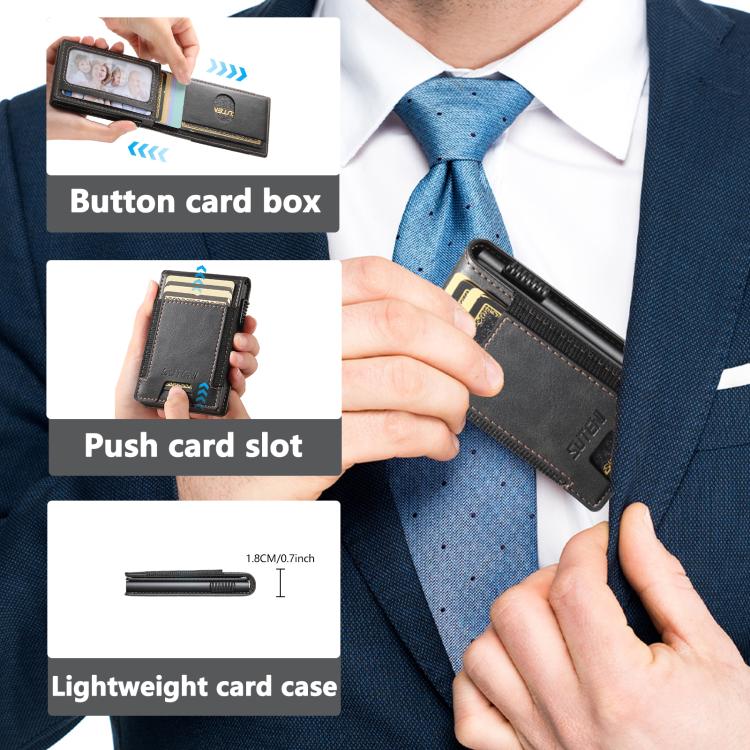 The Suteni oil wax pattern button automatically pops out the elastic band card box