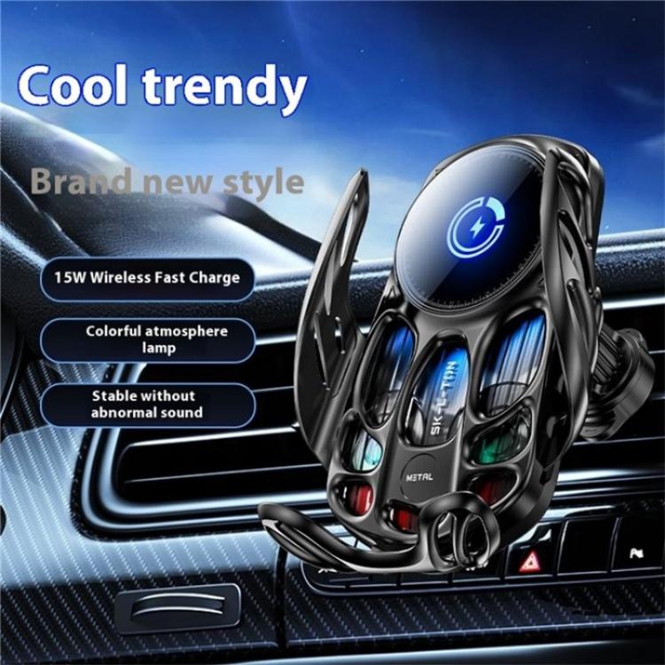 SD02 With Ambient Light 15W Universal Car Phone Holder Mount Wireless Charging Stand