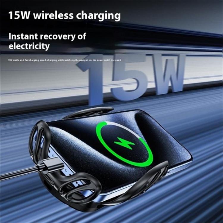 SD02 With Ambient Light 15W Universal Car Phone Holder Mount Wireless Charging Stand