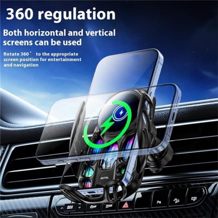 SD02 With Ambient Light 15W Universal Car Phone Holder Mount Wireless Charging Stand