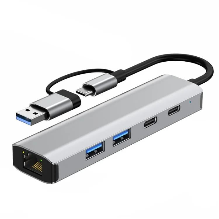 2503 Gigabit RJ45, 2 x USB3.2, USB-C2.0, USB-C3.2, DC5V 6 in 1 Docking Station USB / Type-C Hub