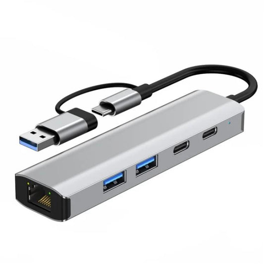 2503 Gigabit RJ45, 2 x USB3.2, USB-C2.0, USB-C3.2, DC5V 6 in 1 Docking Station USB / Type-C Hub