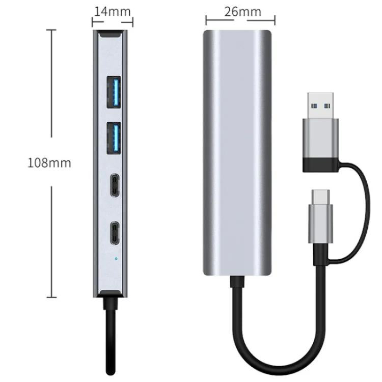 2503 Gigabit RJ45, 2 x USB3.2, USB-C2.0, USB-C3.2, DC5V 6 in 1 Docking Station USB / Type-C Hub
