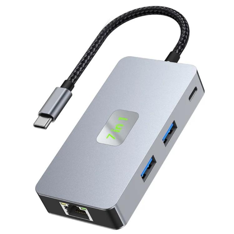 2402 2 x USB 3.2, HD, 2 x Card Reader, PD 100W, RJ45 2.5Gbps 7-in-1 Multi-Port Type-C Hub Adapter