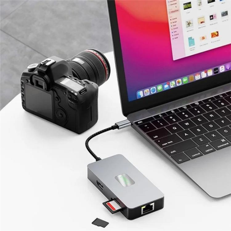 2402 2 x USB 3.2, HD, 2 x Card Reader, PD 100W, RJ45 2.5Gbps 7-in-1 Multi-Port Type-C Hub Adapter