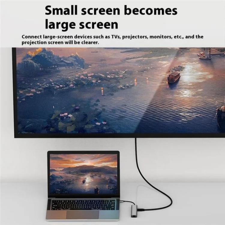 2403 Type-C to 100M RJ45 USB3.0 USB2.0 4K / 30Hz HD PD100W Adapter 5-in-1 USB Hub