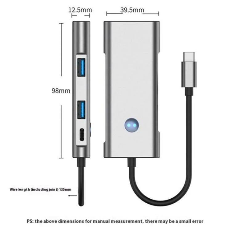 2426 One-Key Screen Off Type-C to 2 x USB3.2, HD, PD100W, 2 x USB-C3.2 HUB