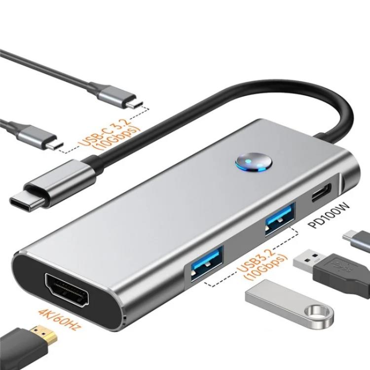 2426 One-Key Screen Off Type-C to 2 x USB3.2, HD, PD100W, 2 x USB-C3.2 HUB