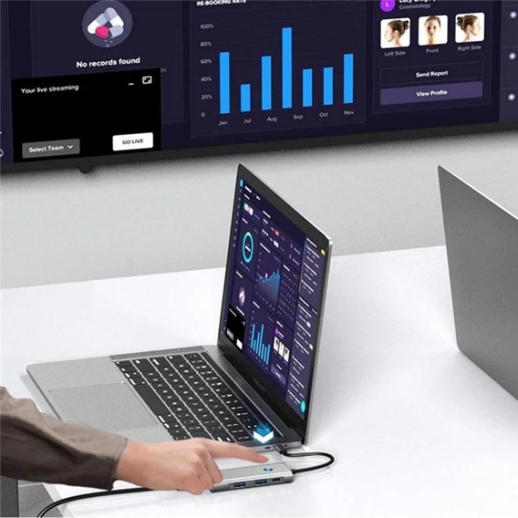 2426 One-Key Screen Off Type-C to 2 x USB3.2, HD, PD100W, 2 x USB-C3.2 HUB