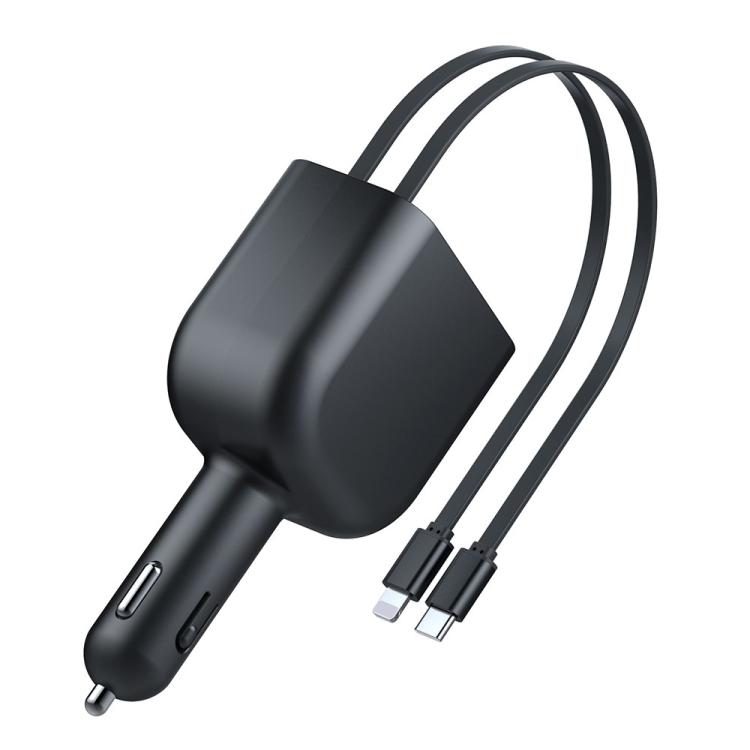 Y4 Retractable Cable Super Fast Charging Car Charger Bluetooth-Compatible MP3 Player