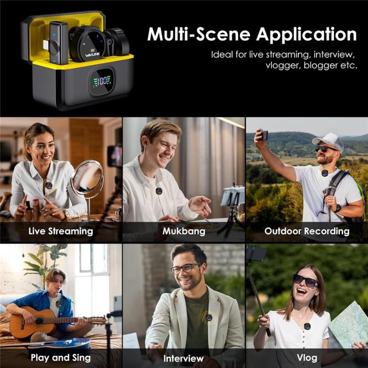 WAVLINK 608C Magnetic Lavalier Wireless Dual Microphone with 8 Pin RX Receiver