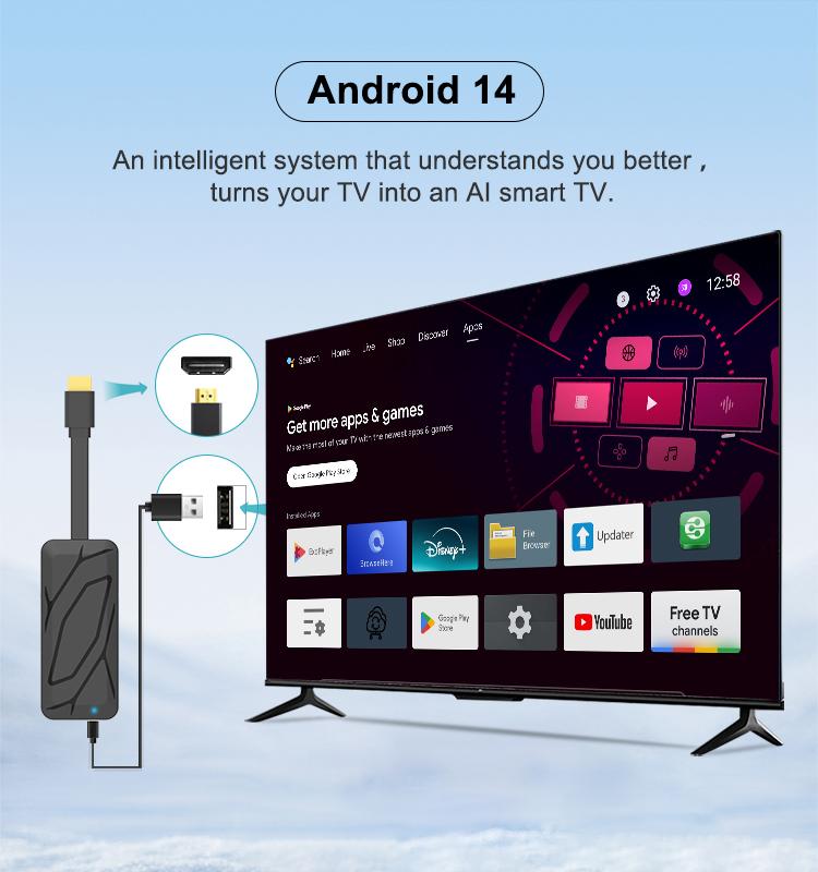 S905X5M Android 14 ATV Display Dongle 4K Smart TV Receiver