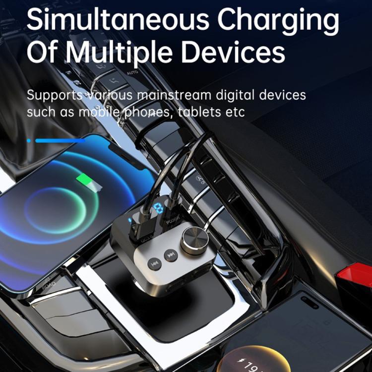 BC98 Car PD 36W Fast Charging QC3.0 Charger FM Transmitter Bluetooth 5.3 Hands-Free Call