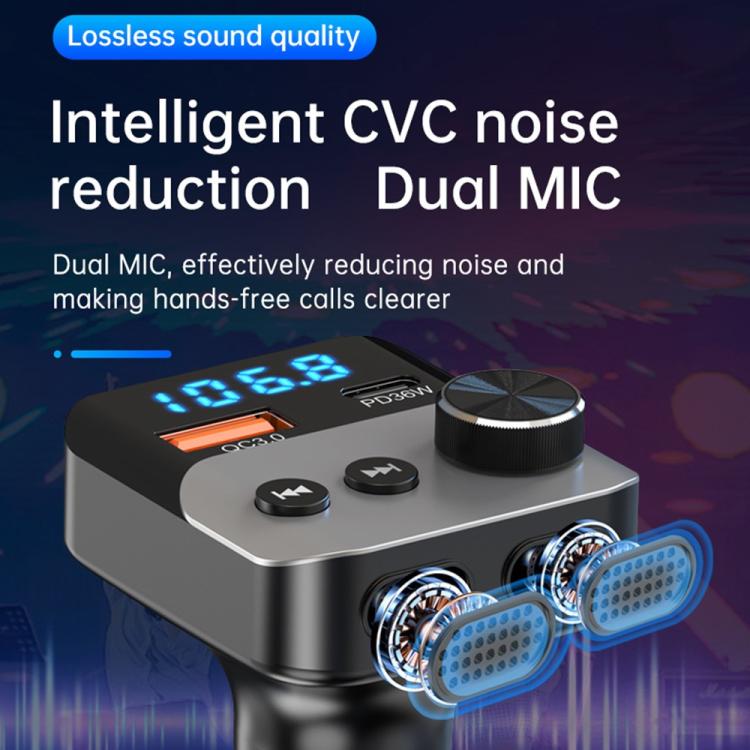 BC98 Car PD 36W Fast Charging QC3.0 Charger FM Transmitter Bluetooth 5.3 Hands-Free Call