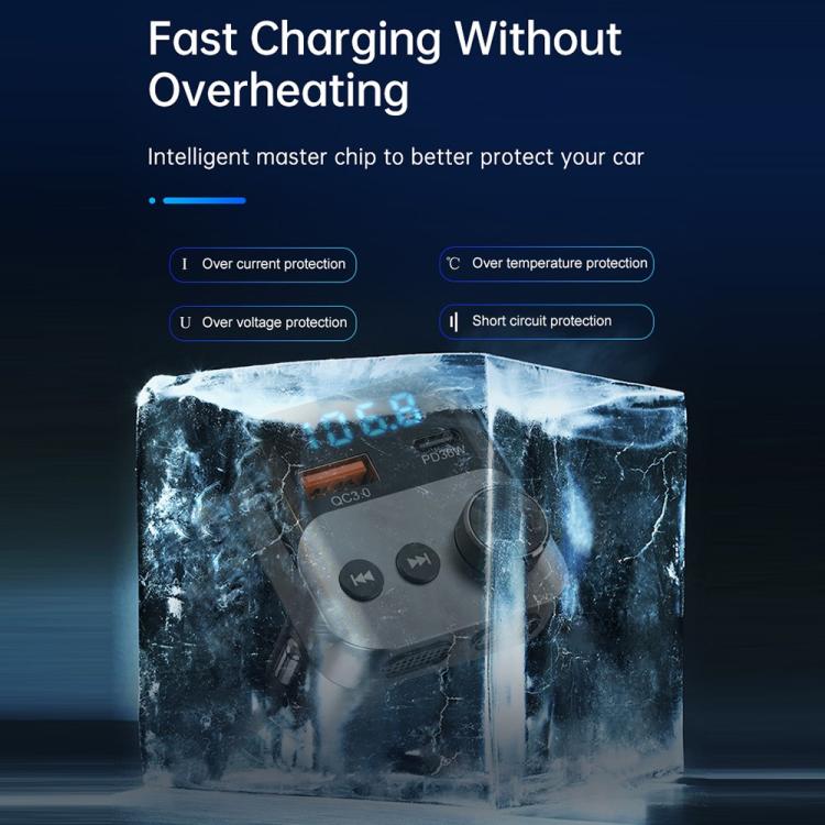BC98 Car PD 36W Fast Charging QC3.0 Charger FM Transmitter Bluetooth 5.3 Hands-Free Call