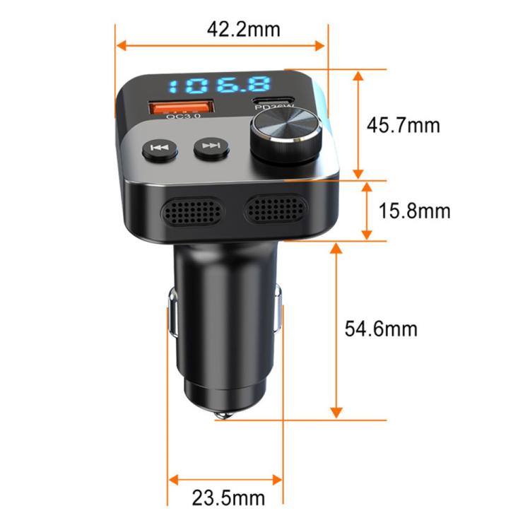 BC98 Car PD 36W Fast Charging QC3.0 Charger FM Transmitter Bluetooth 5.3 Hands-Free Call