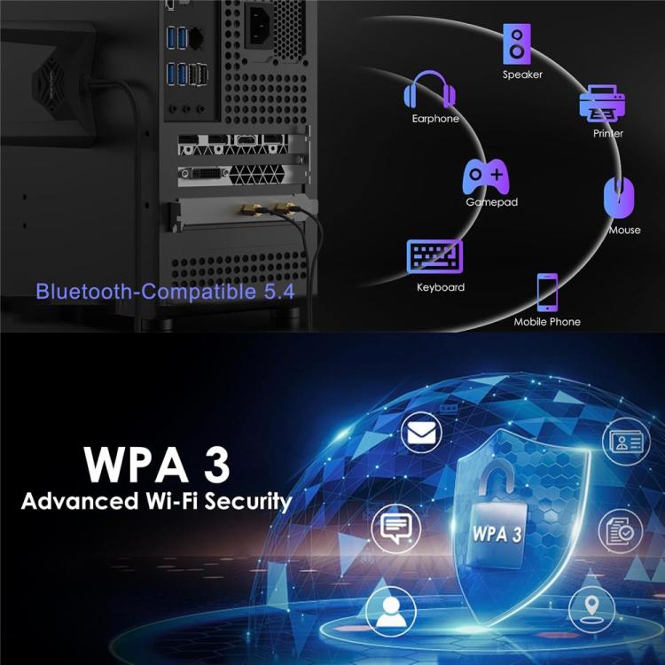 WAVLINK WN685BE3-A Tri-Band BE200 Wireless Adapter Desktop PC WiFi 7 BE8800 Pcie Card