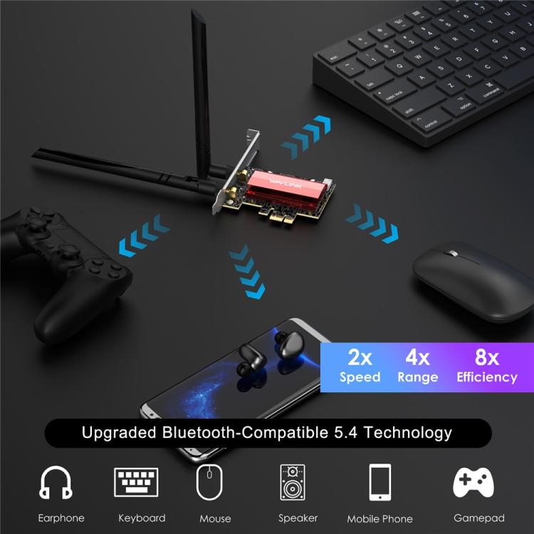 WAVLINK WN685BE3-B BE8800 2.4GHz 5GHz 6GHz WiFi 7 Tri-Band PCI-E Wireless Network Card