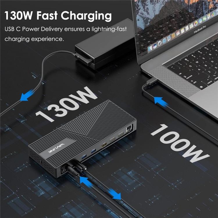 WAVLINK UG69PD24 12-in-1 PD 100W Charging Displaylink Docking Station For Thunderbolt 4 / 3