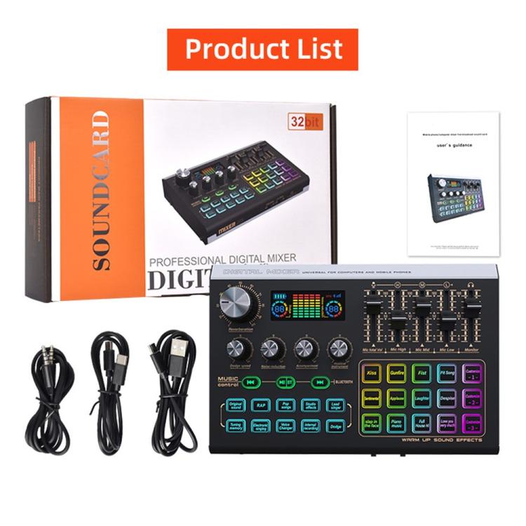 X9 48V Phantom Power Bluetooth Audio Mixer 4-Channel USB Sound Card Voice Changer