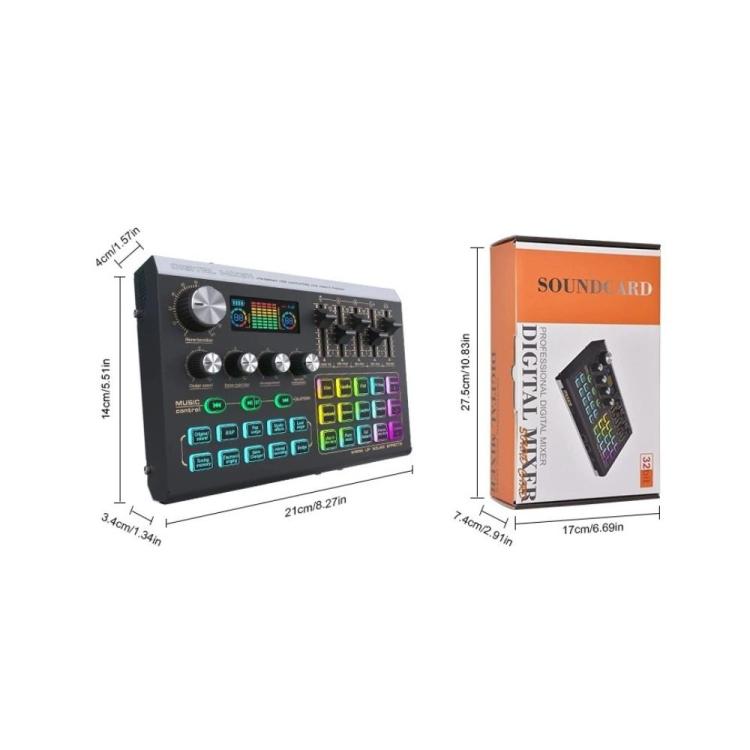 X9 48V Phantom Power Bluetooth Audio Mixer 4-Channel USB Sound Card Voice Changer