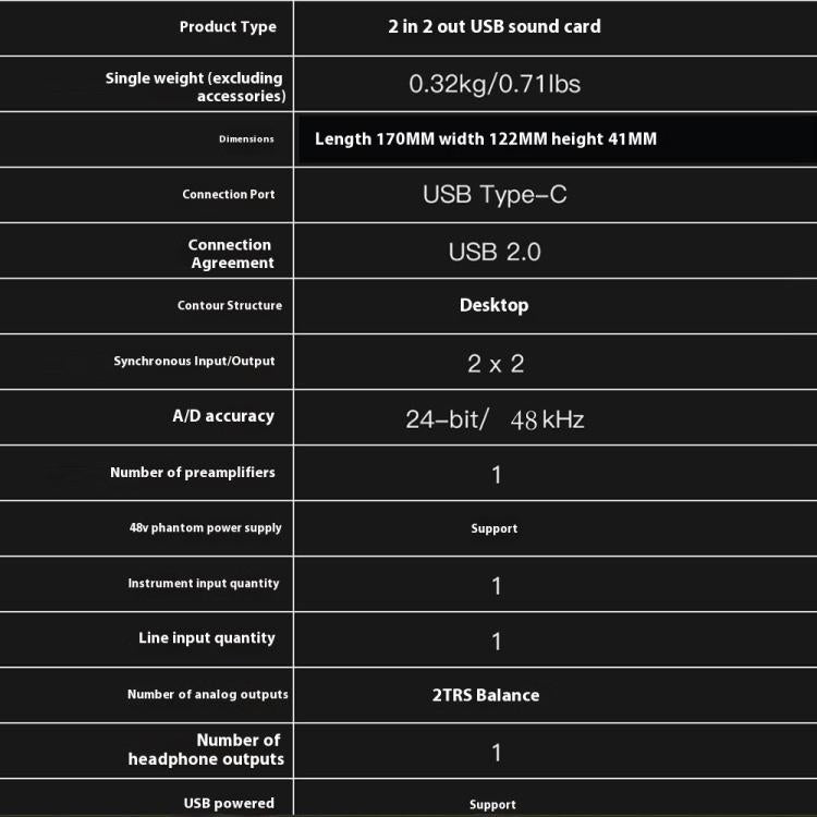 Solo3 24 Bit 2 In 2 Out Professional Audio Sound Card Recording Device