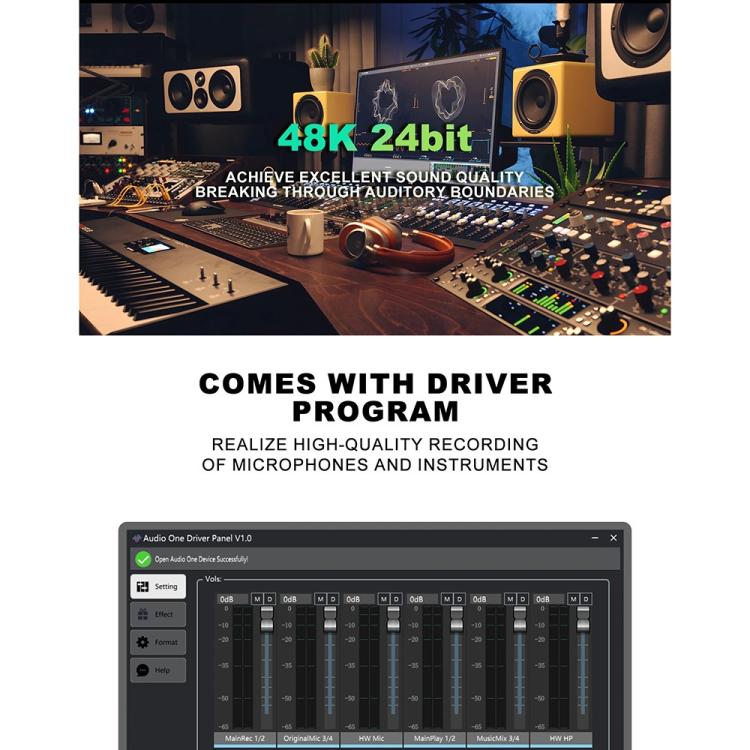 Solo3 24 Bit 2 In 2 Out Professional Audio Sound Card Recording Device