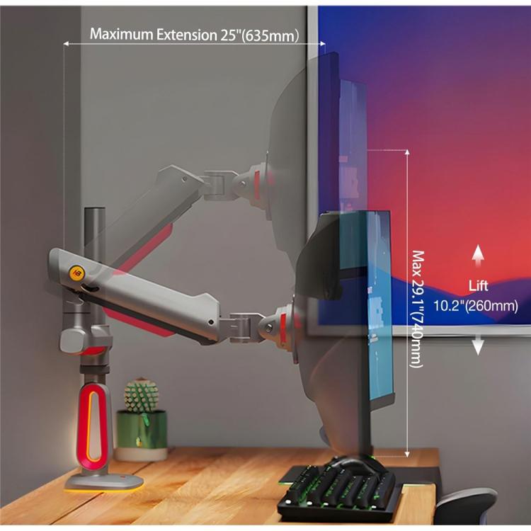 NORTH BAYOU L70 RGB Lighting Gaming Monitor Adjustable Arm Stand Curved Monitors Bracket