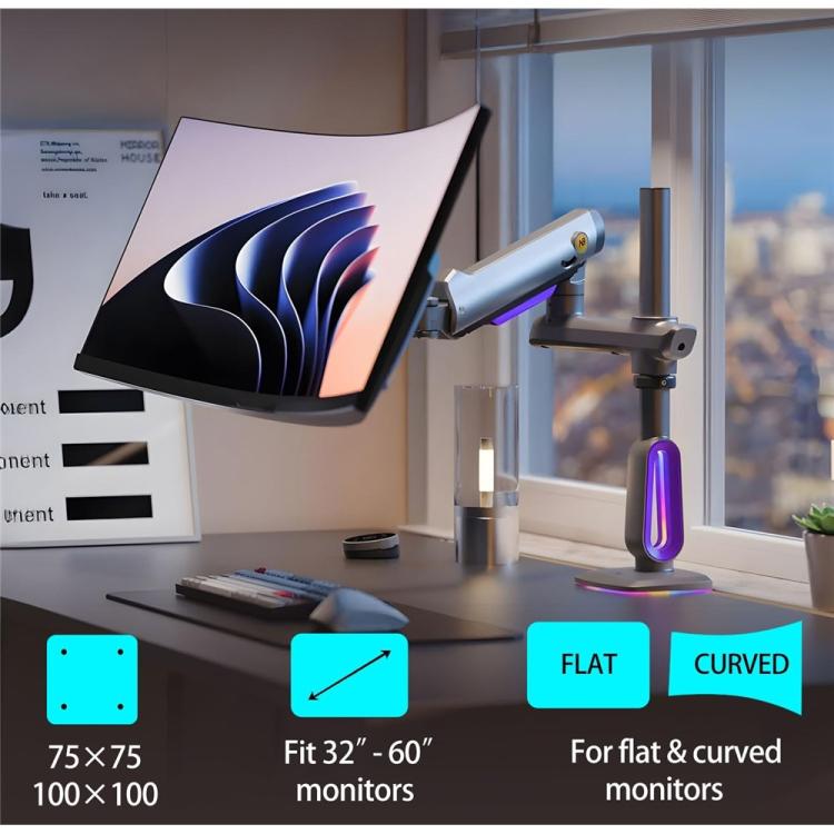 NORTH BAYOU G80 32-60 inch Curved Display Gaming Monitor Desk Stand Monitor Support Arm