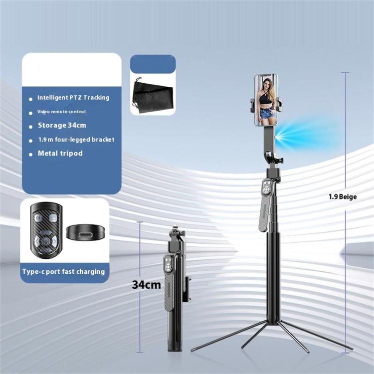 Q530TK Portable Metal Phone Stand Selfie Stick Expandable Auto Face Tracking Tripod