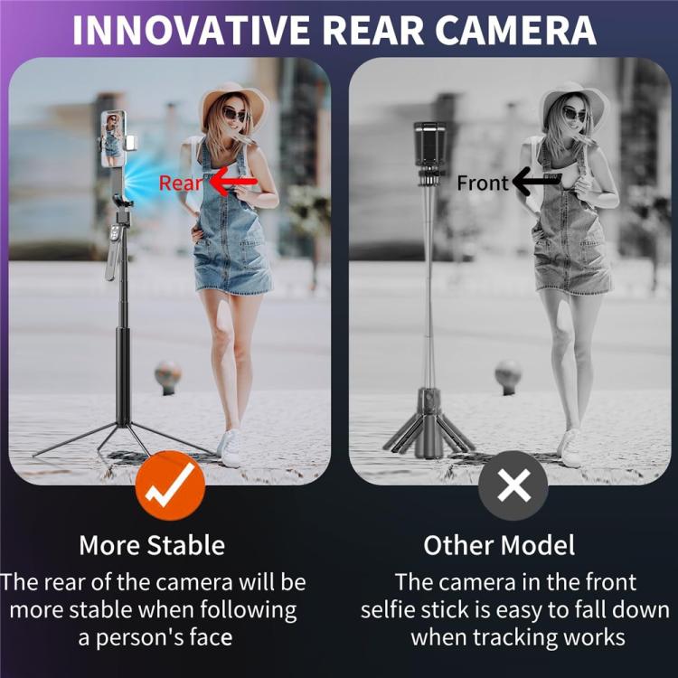 Q530TK Portable Metal Phone Stand Selfie Stick Expandable Auto Face Tracking Tripod with Single Fill Light