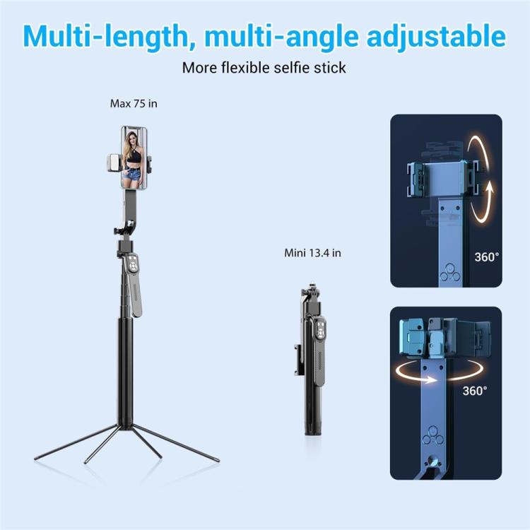 Q530TK Portable Metal Phone Stand Selfie Stick Expandable Auto Face Tracking Tripod with Dual Fill Light