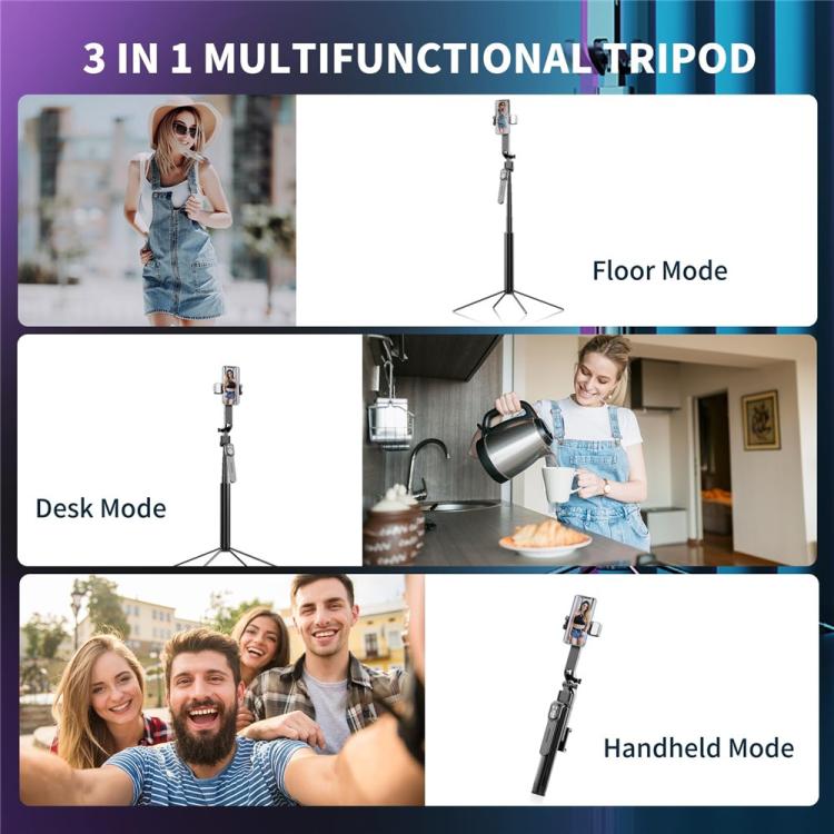 Q530TK Portable Metal Phone Stand Selfie Stick Expandable Auto Face Tracking Tripod with Dual Fill Light