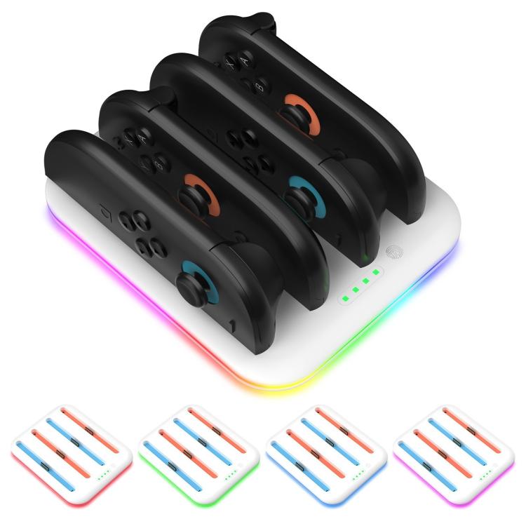 Game Handle 4 Seat Horizontal Charging Cradle With RGB Dazzling Lights