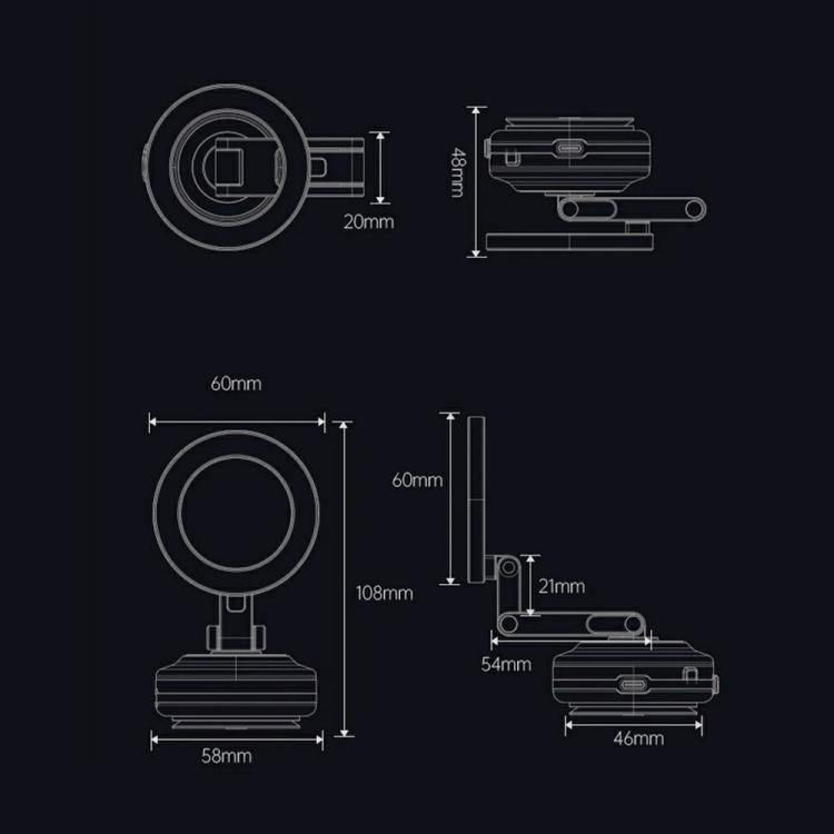 X63 Foldable Arm Car Phone Navigation Mount Vacuum Suction Cup Aluminum Alloy Holder